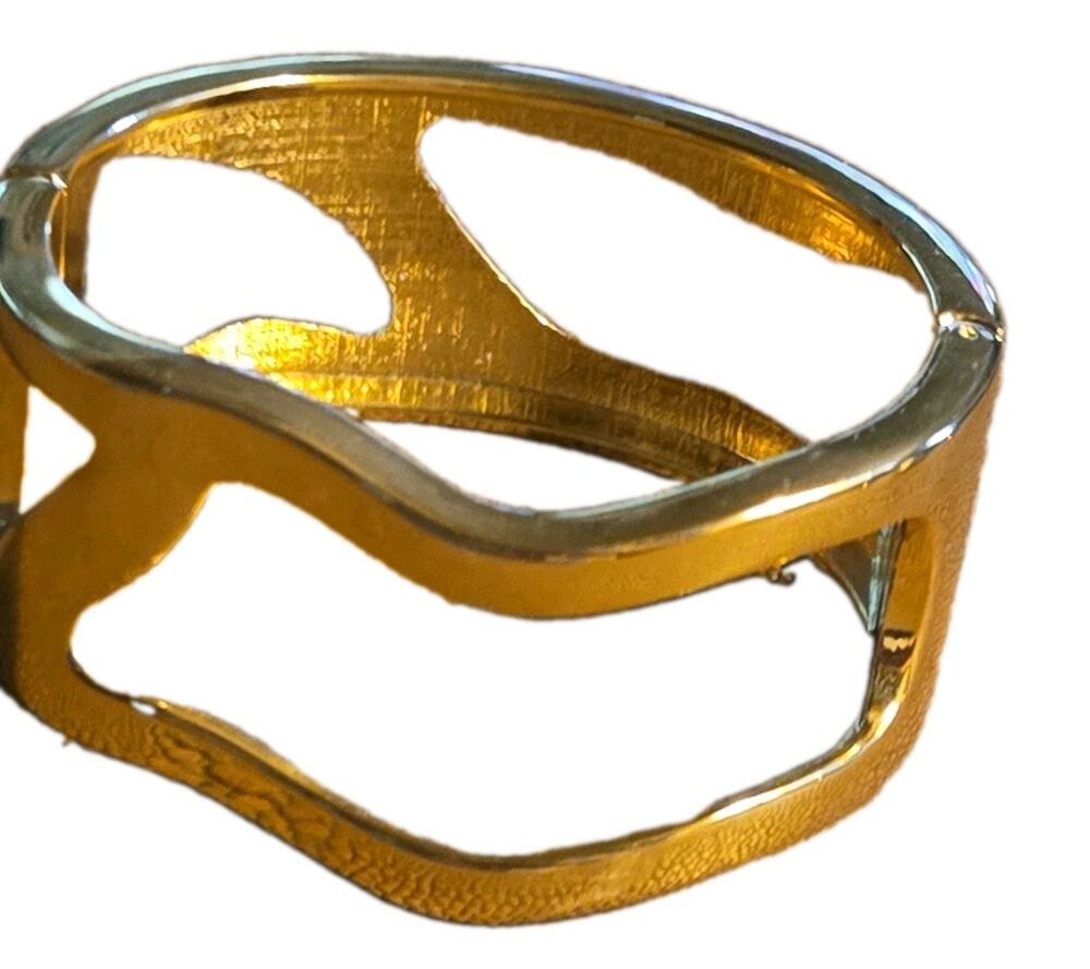 Vintage Estate Retro Mid Century Modern Gold Tone Hinged Bracelet